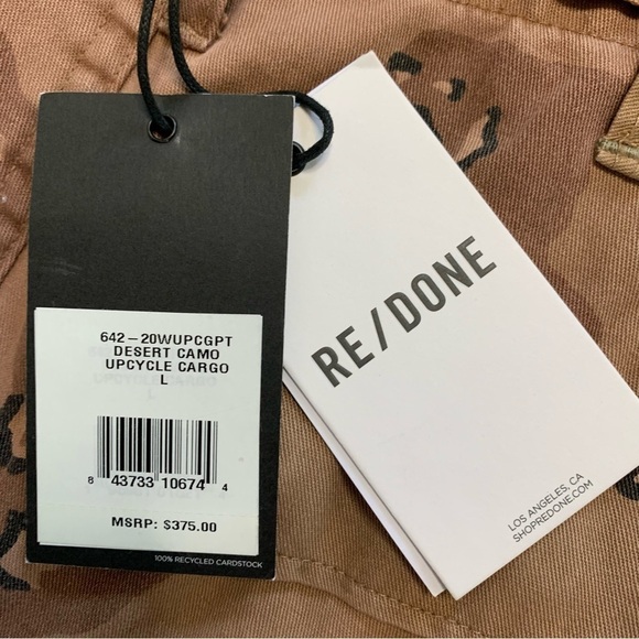 RE/DONE Brown/Tan NWT camouflage up-cycled cargo trousers Factory Distressed - Picture 15 of 16